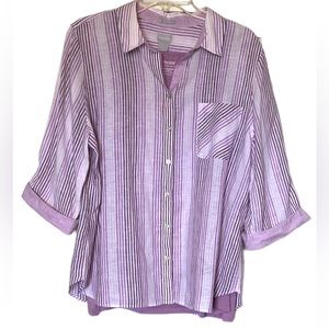 Chico’s Striped 100% Linen Shirt